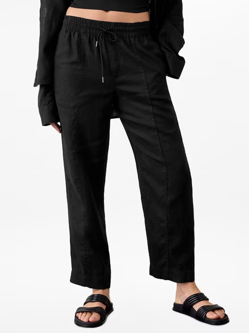 NWT Athleta Retreat Linen Ankle Pant High Rise In Black Size XS